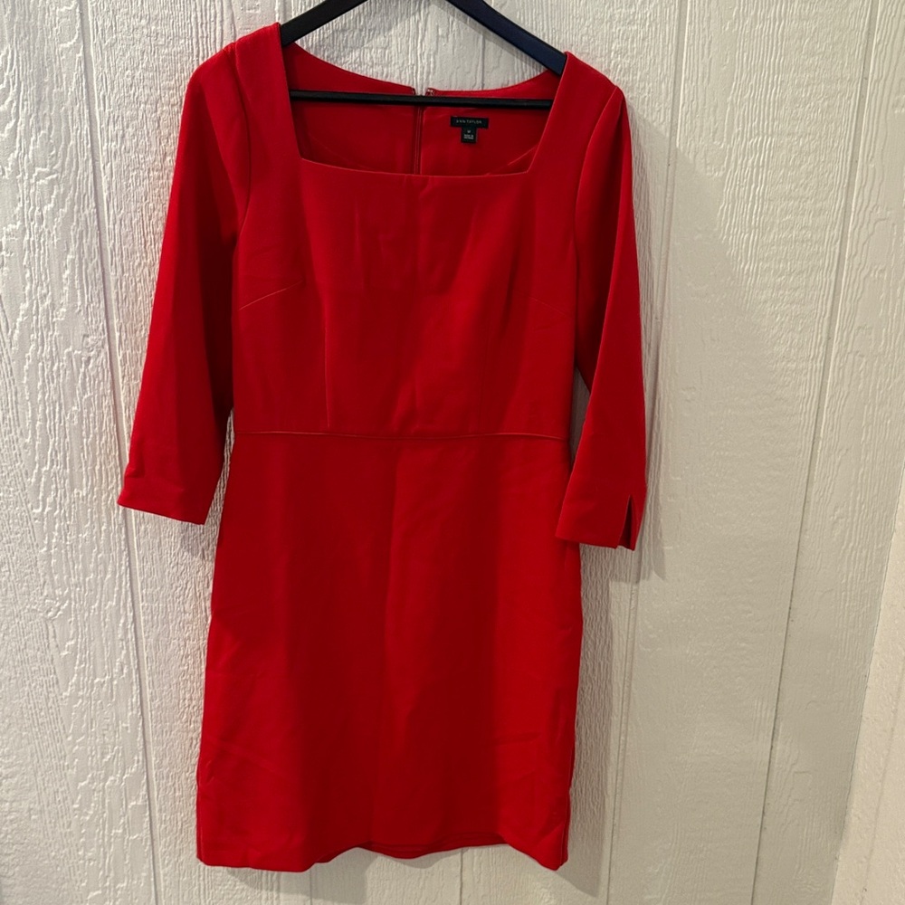 Ann Taylor Vibrant Red Long Sleeve Dress